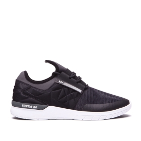 Supra Mens FLOW RUN EVO Black/Dk Grey/white Low Top Shoes | CA-23722